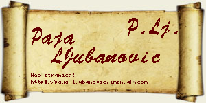 Paja LJubanović vizit kartica